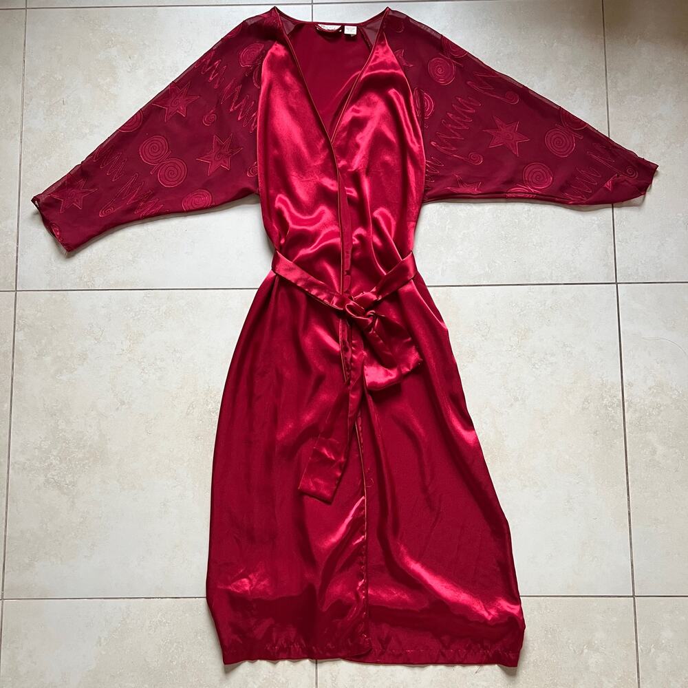 Vintage Victoria's Secret Gold Label Red Long Sleeve Robe Size S